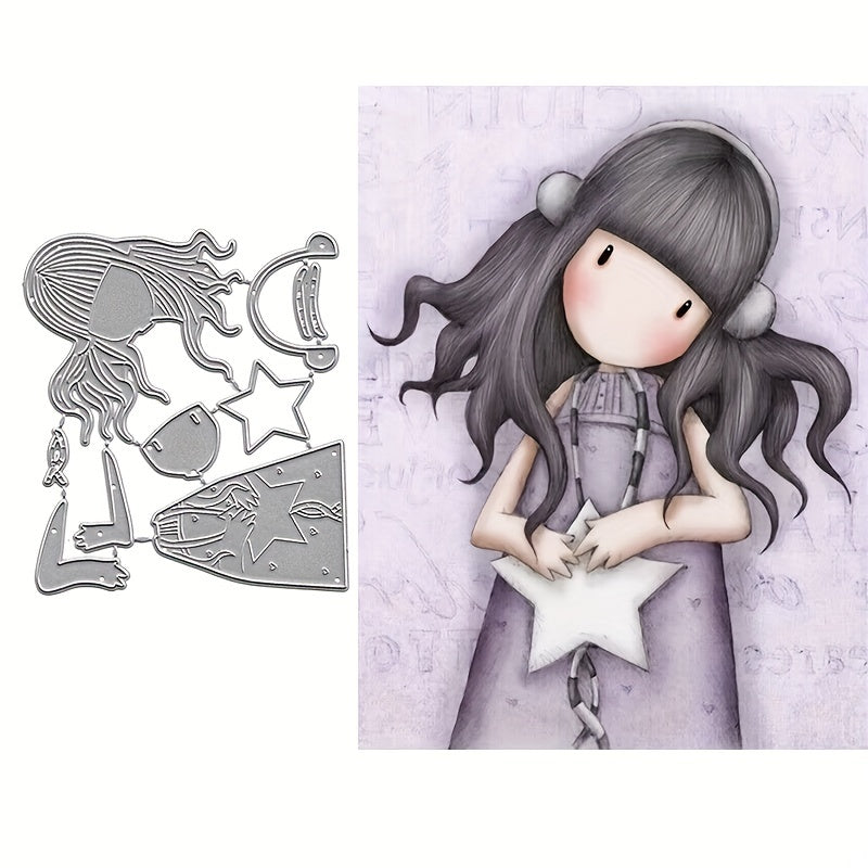 1pc Little Girl Metal Cutting Dies for Greeting Card Topper Scrapbooking