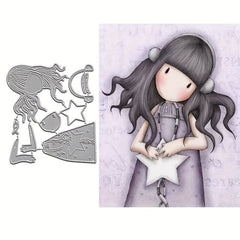 1pc Little Girl Metal Cutting Dies for Greeting Card Topper Scrapbooking