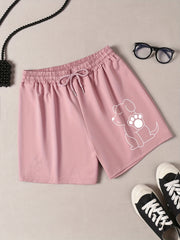 Dog Print Lounge Shorts Elastic Waist Pajama Shorts