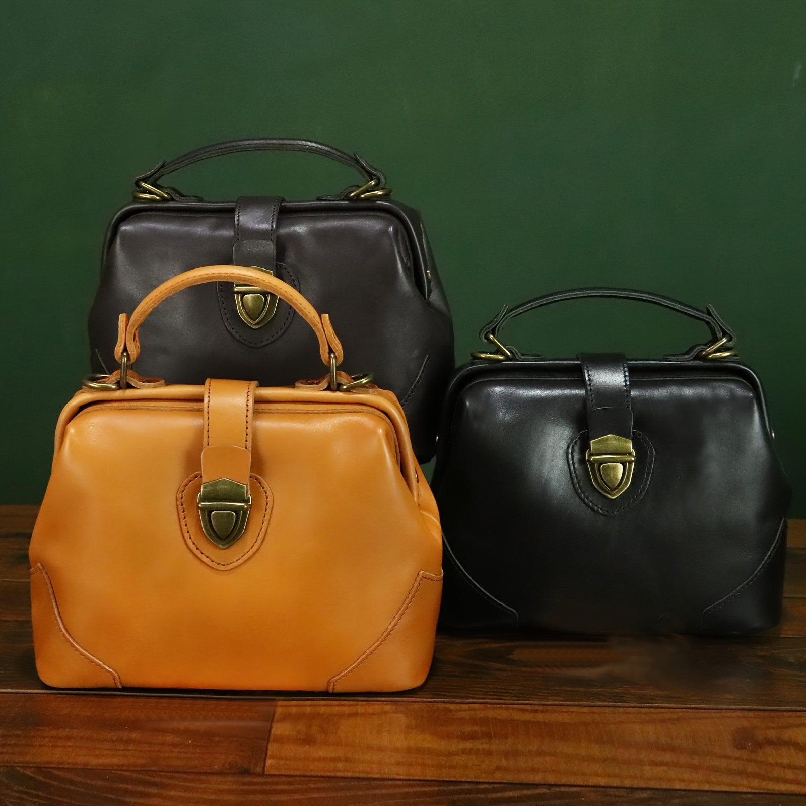 Vintage Leather Small Bag for Women Crossbody Phone Purse Metal Lock Brown