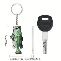 Bass Acrylic Mini Keychain Pendant For Fishing Enthusiasts Car Key Decoration