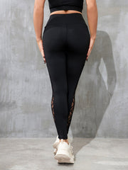 Yoga Pants with Phone Pocket and Lace Inserts