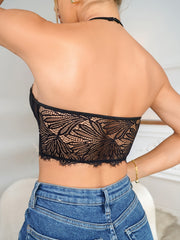 Hollow Mesh Camisole Halter Bra Crop Top