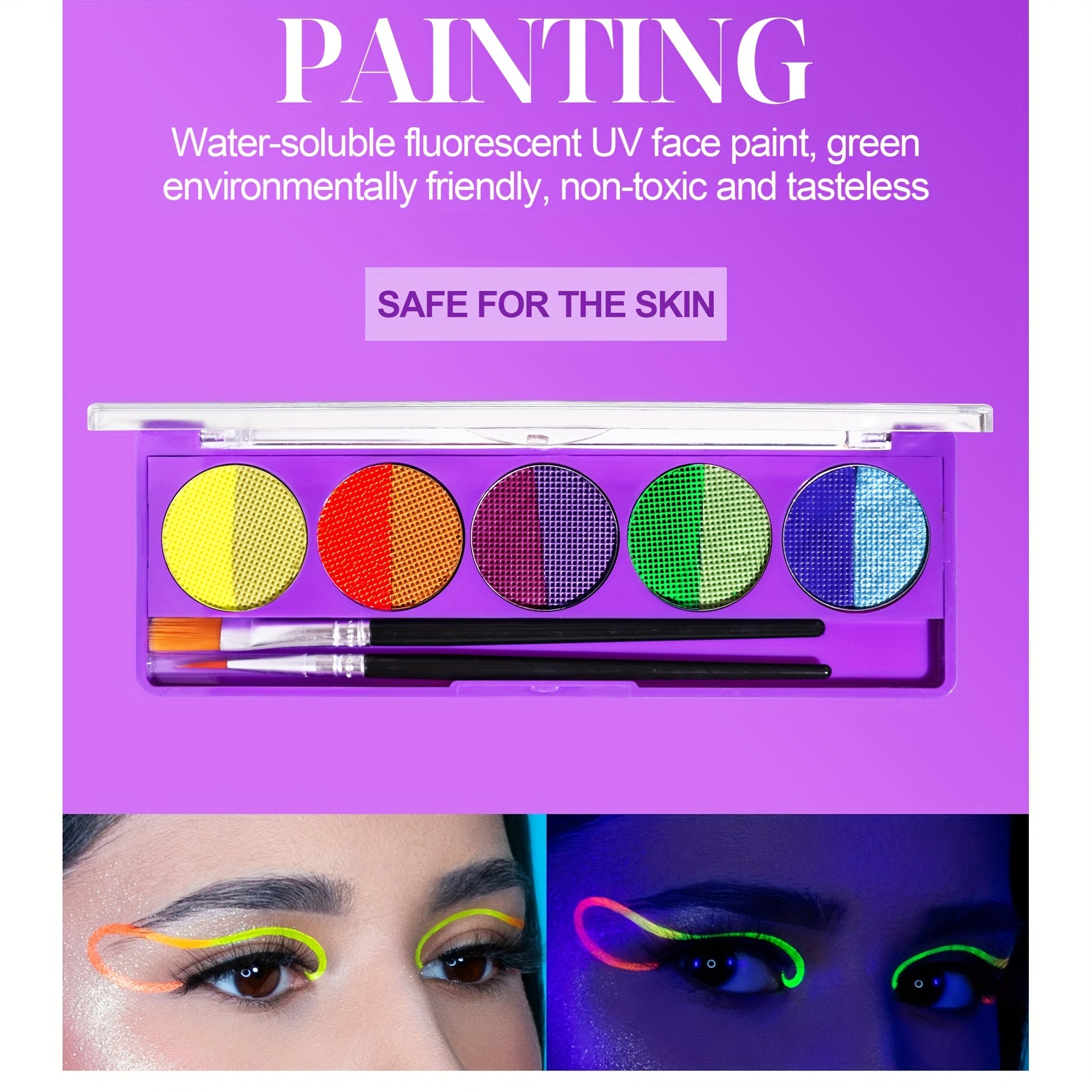 10 Colors Face Painting Makeup Palette Fluorescent UV Light