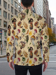 Men's Mushroom Print Casual Long Sleeve Shirt
