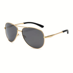 OUWEN Aviator Sunglasses Men Metal Frame UV Protection Gray Lens