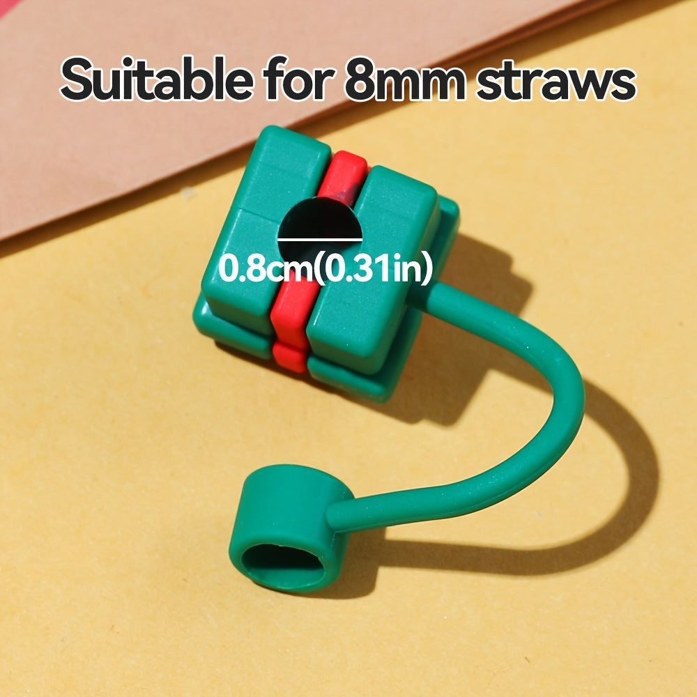1pc Christmas Silicone Straw Cover Dustproof Straw Plug Cup Accessories