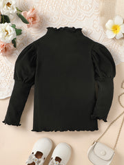 Girls' Ruffle Long Sleeve Pullover Top for Toddler Kids