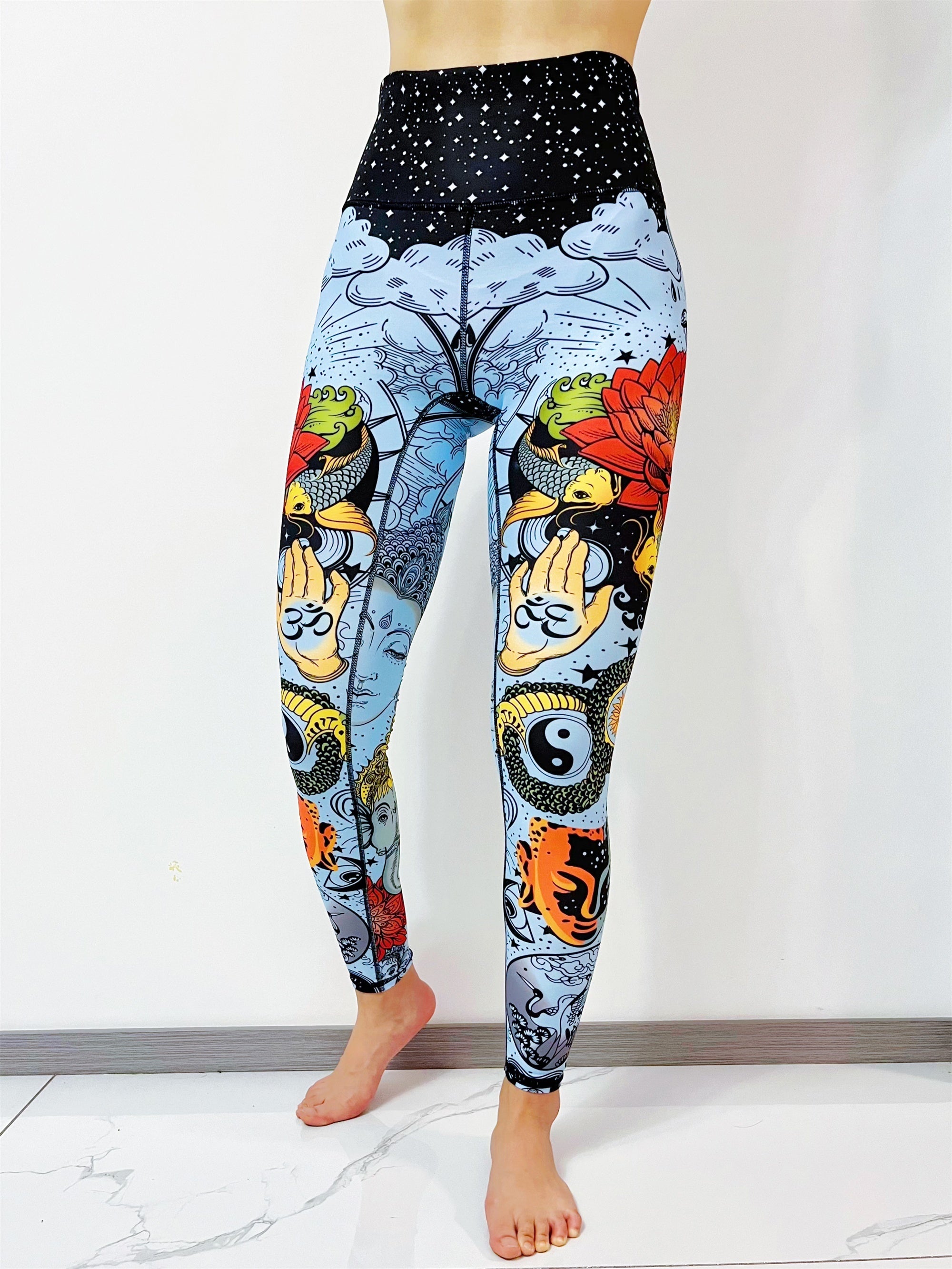 Cartoon Myth Print Yoga Pants High Waist Slim Ankle Length Pants