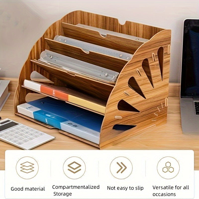Wooden File Rack Desktop Storage Box