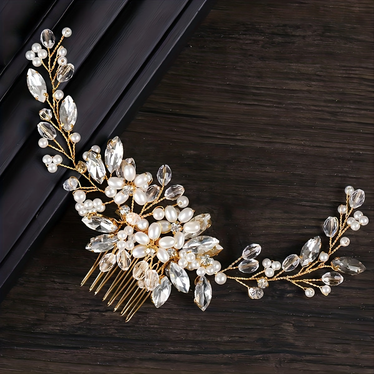 Pearl Flower Hair Comb Back Head Insert Comb Crystal Hair Comb