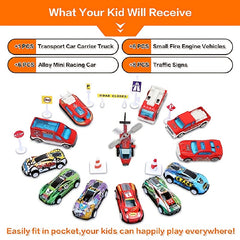 Transport Cars Carrier Set with 12 Die-cast Vehicles