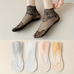 Floral Lace Short Socks Breathable Ruffle Stockings