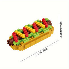Mini Fast Food 3D Model Building Blocks DIY Burger French Fries Hot Dog