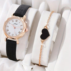 Alloy Heart Bracelet Watch Set for Kids