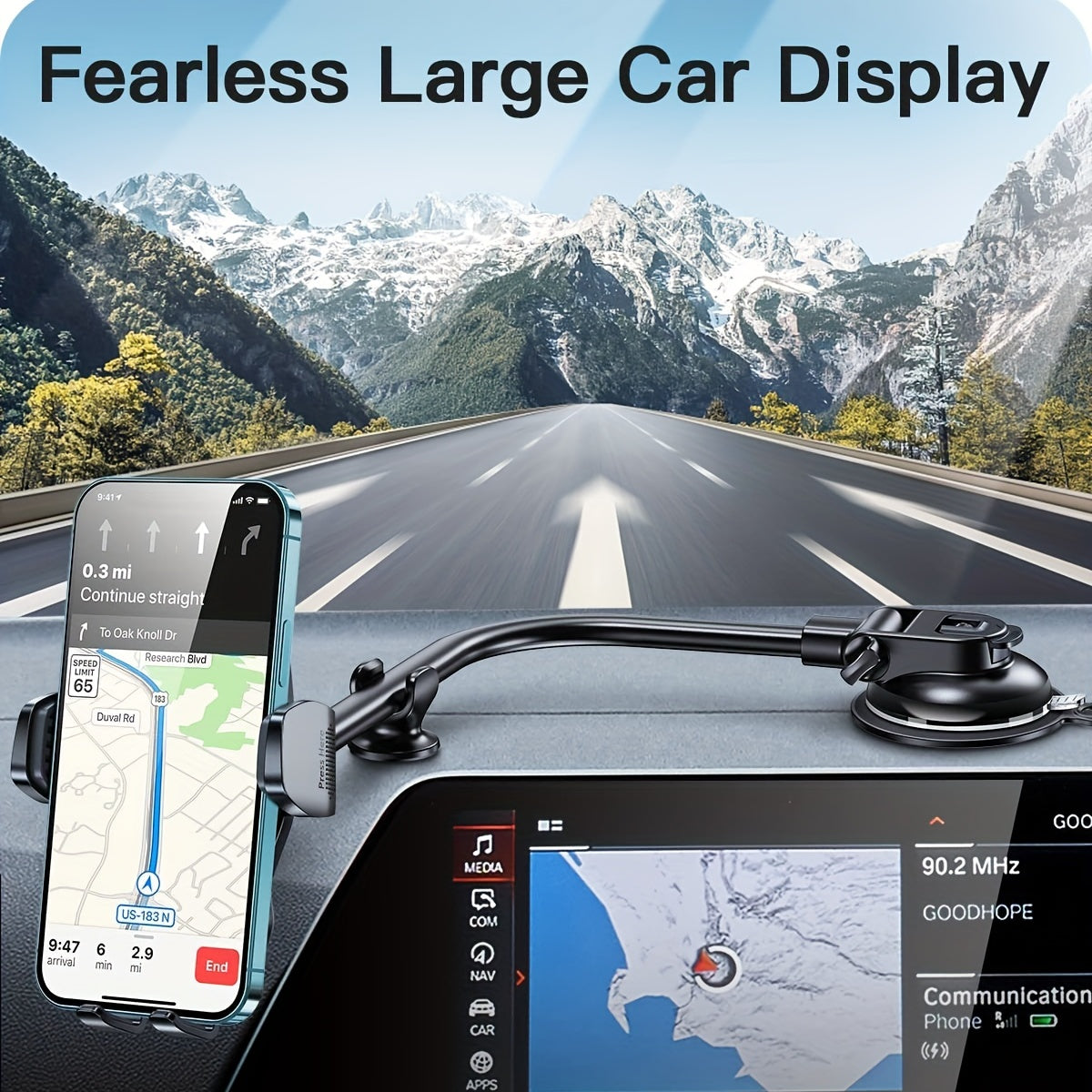 Car Phone Holder Mount Dashboard Suction Cup Window 33cm Phone Holder