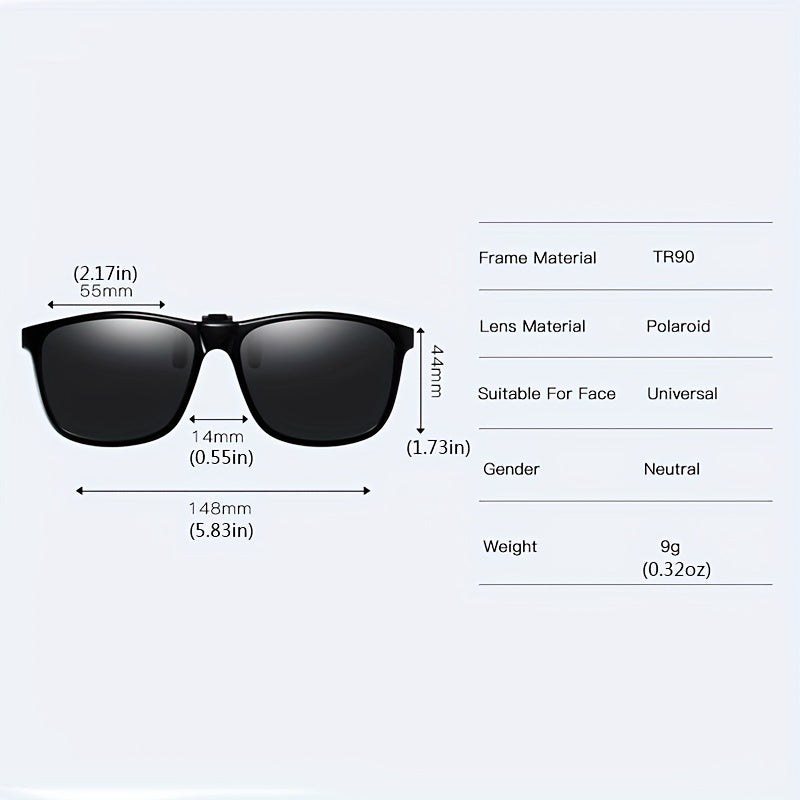 Polarized Clip on Sunglasses Anti Glare UV Protection Over Prescription Glasses