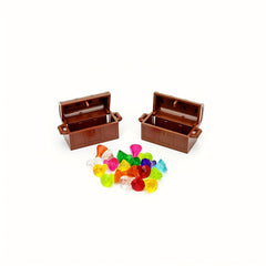 Treasure Chest Toy with Golden Coins, Bricks, Dollar Bills, Gemstones
