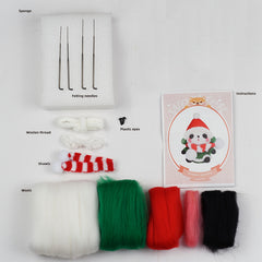 Wool Needle Felting Kit for Beginners - Green Coat Panda Doll DIY Material Pack