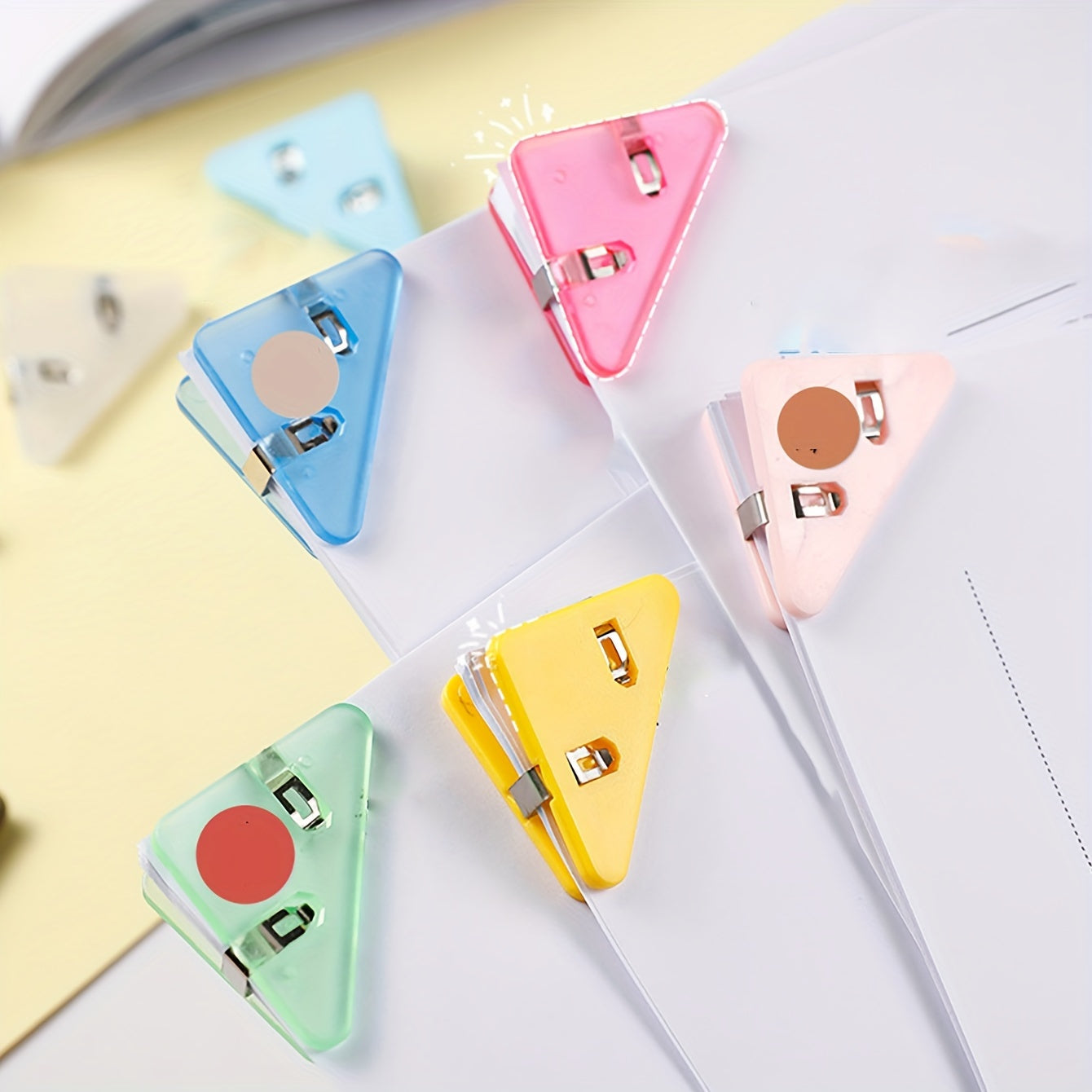 10pcs Triangular Clips Book Clips Anti Curling Office Stationery Acrylic Pp Clip