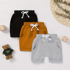 Boys Comfy Cotton Pocket Shorts, Multicolor Options