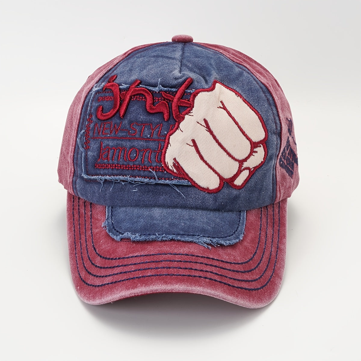 Vintage Denim Washed Baseball Cap with Embroidery