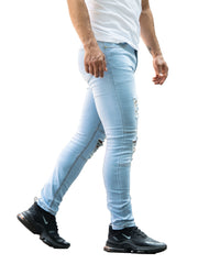 Slim Fit Ripped Jeans Men's Distressed Denim