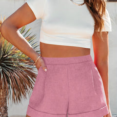 Casual Shorts Women's Plus Elastic High Rise Shorts