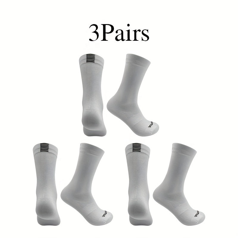 3 Pairs Unisex Letter Pattern Cycling Socks Breathable Comfortable Mid-tube