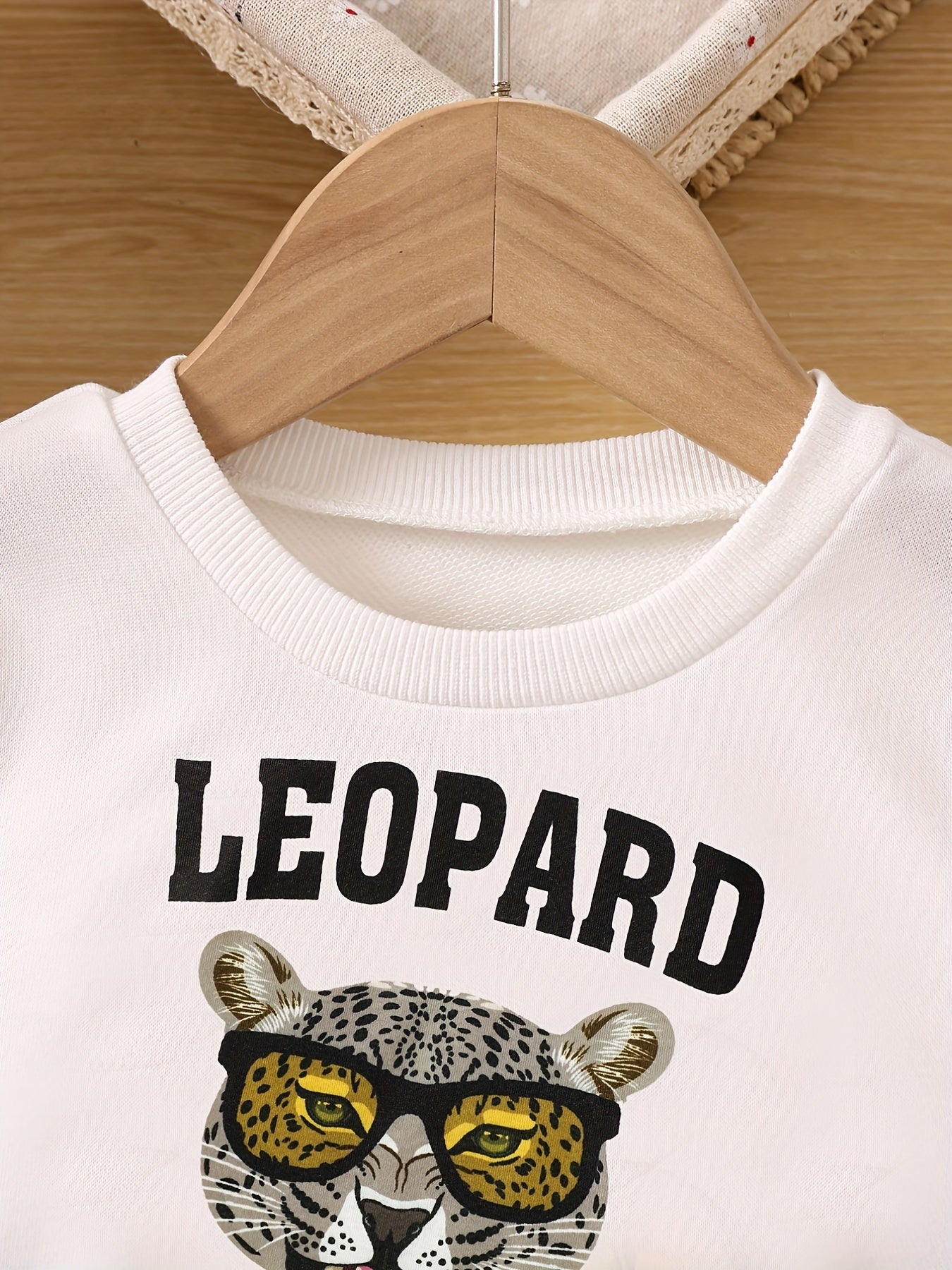 LEOPARD Pattern Girl's 2pcs Sweatshirt & Flared Pants Set