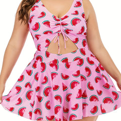 Watermelon Print Cut Out One Piece Swimwear