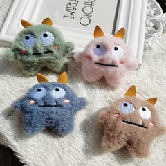 Adorable Plush Monster Brooch for Girls