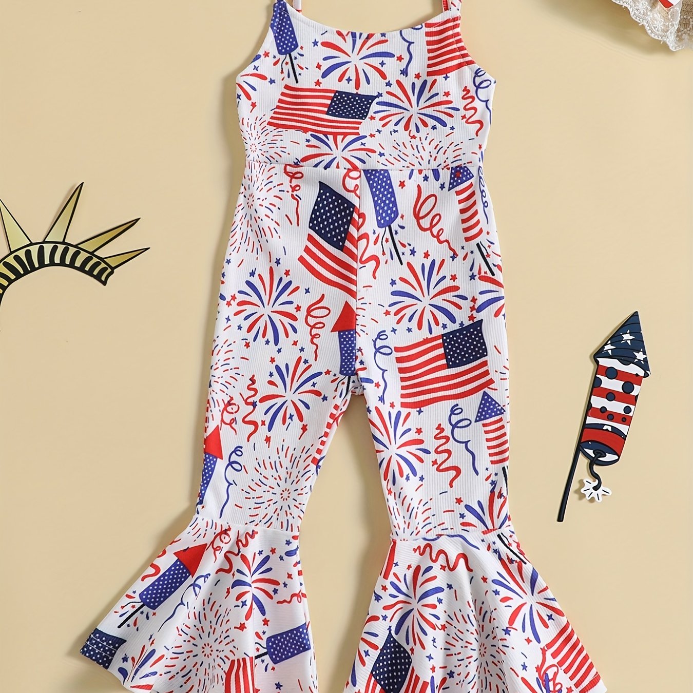 Girls' Cow Print Flare Bell Bottom Jumpsuit Vacation Outfit