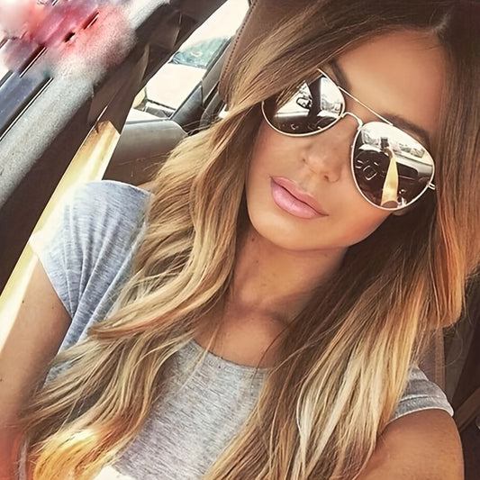 Top Bar Aviator Sunglasses Retro Mirror Lens UV400