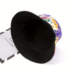 Graffiti Bucket Hat Hip Hop Print Fisherman Cap for Men Women