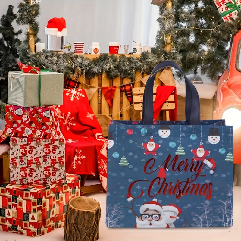 6pcs Christmas Gift Bags, Reusable Reinforced Handle Grocery Bags