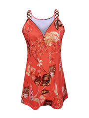 Floral Print Half Zip Sleeveless Tank Top