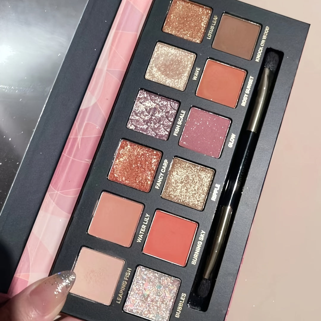 12 Colors Koi Scale Brown Orange Golden Eyeshadow Palette