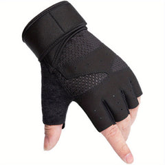 Breathable Half Finger Fitness Gloves with Wrist Support and Anti Slip Silicone