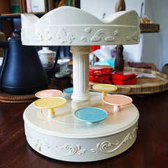 Rotating Wooden Horse Cake Display Table Birthday Party Swing Plate