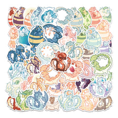 50 Sheets Cute Dragon Cartoon Stickers Non Slip Waterproof