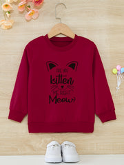 Girls Fun 'Are You Kitten Me' Round Neck Active Pullovers