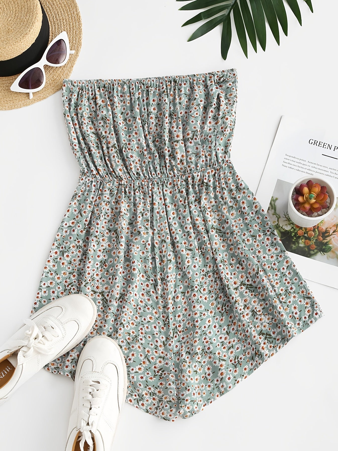 Boho Ditsy Floral Off Shoulder Jumpsuit Short Length