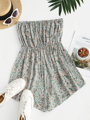 Boho Ditsy Floral Off Shoulder Jumpsuit Short Length