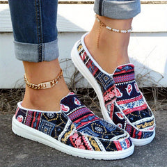 Tribal Style Canvas Slip-On Platform Shoes