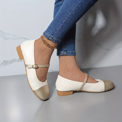 Colorblock Mary Jane Square Toe Shoes Soft Sole Flats