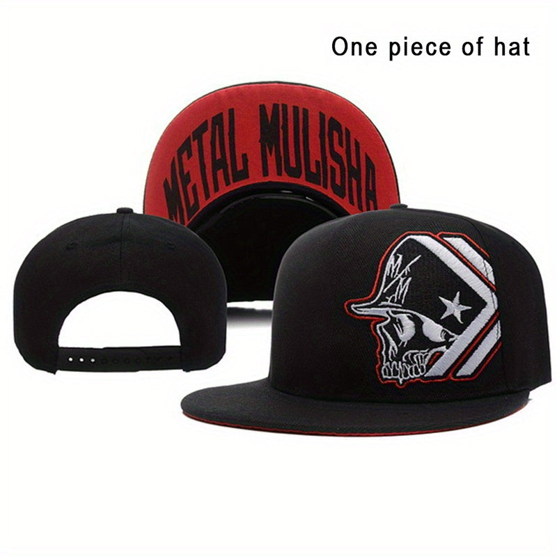 Skull Embroidery Hip Hop Hat Men's Women's Flat Brim Baseball Cap