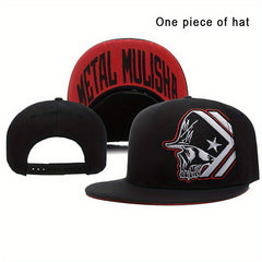 Skull Embroidery Hip Hop Hat Men's Women's Flat Brim Baseball Cap