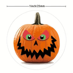 Halloween Pumpkin Stickers Roll - Fun Kids Toy Animal Thank You Decor Labels