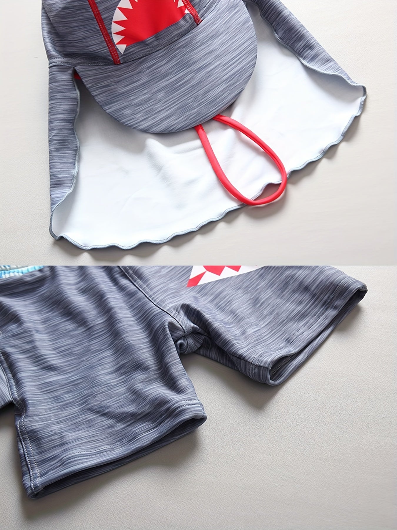 Boys Camo Swim Set Shark Graphic Top Shorts & Hat